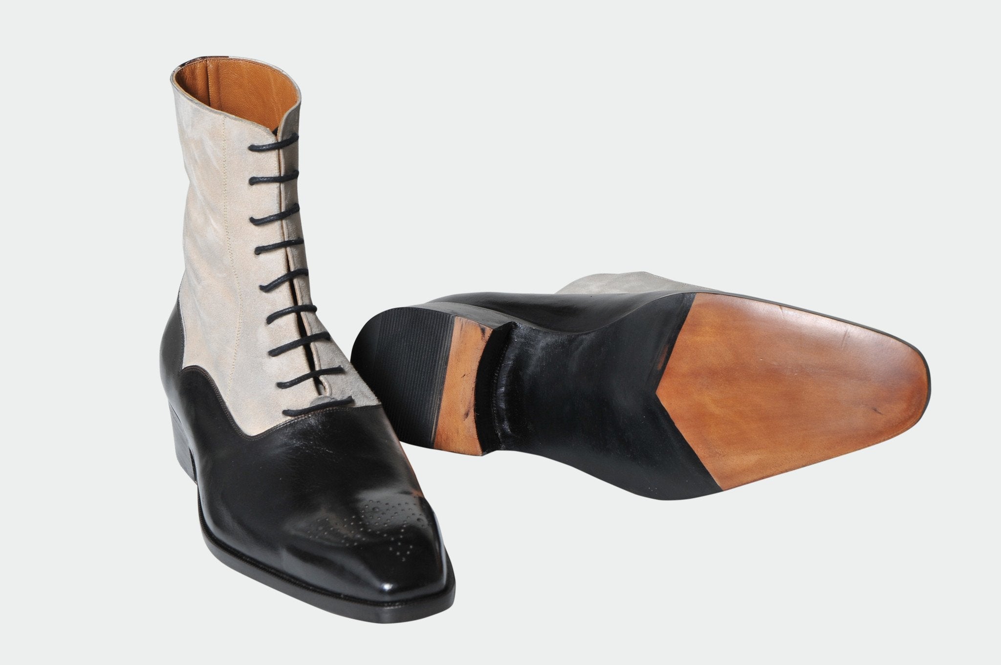 Handmade Men Two Tone Ankle Boots, Dress Boots, Leather Boot For