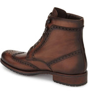 Handmade Men Wing Tip Brogue Lace Up Boot, Brown Ankle Leather Boot