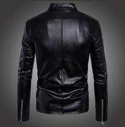 Men's Black Biker Leather Jacket - Image 2