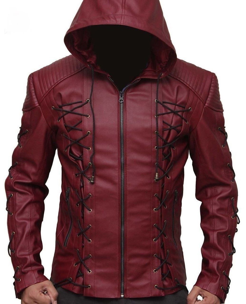 Hooded Arsenal Arrow Colton Haynes Leather Jacket