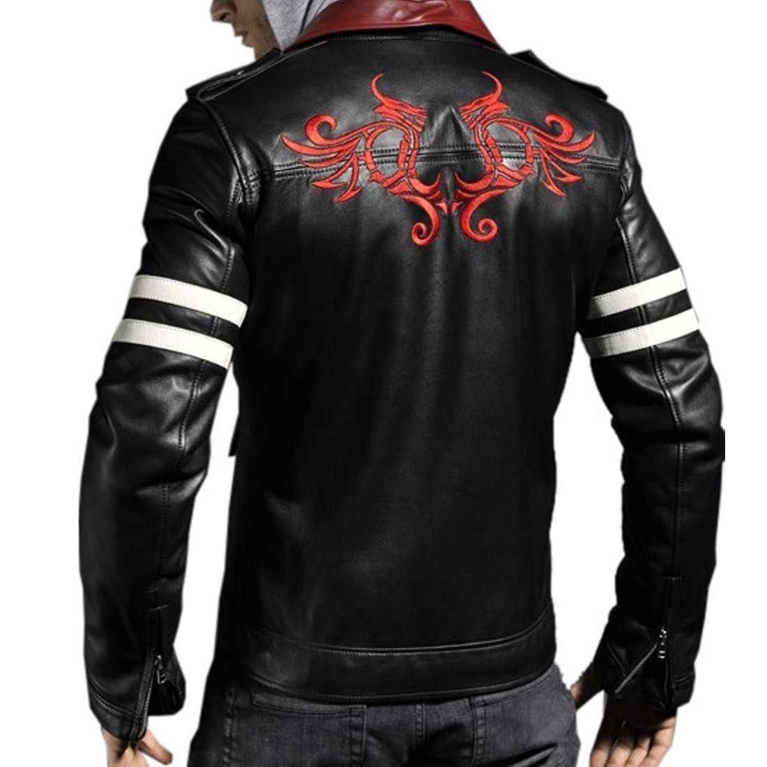 Embroidery Leather Jacket | Alex Mercer Style