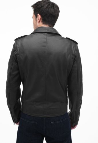 Men's Black Biker Leather Jacket - Image 3