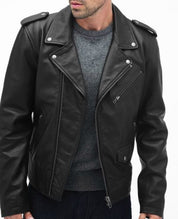 Men's Black Biker Leather Jacket