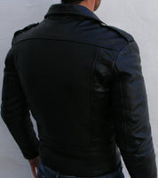 Black Biker Leather Jacket - Image 2