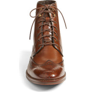 Men Brown Wingtip Brogue Lace Up Boots, Ankle Leather Boot, Mens Boots
