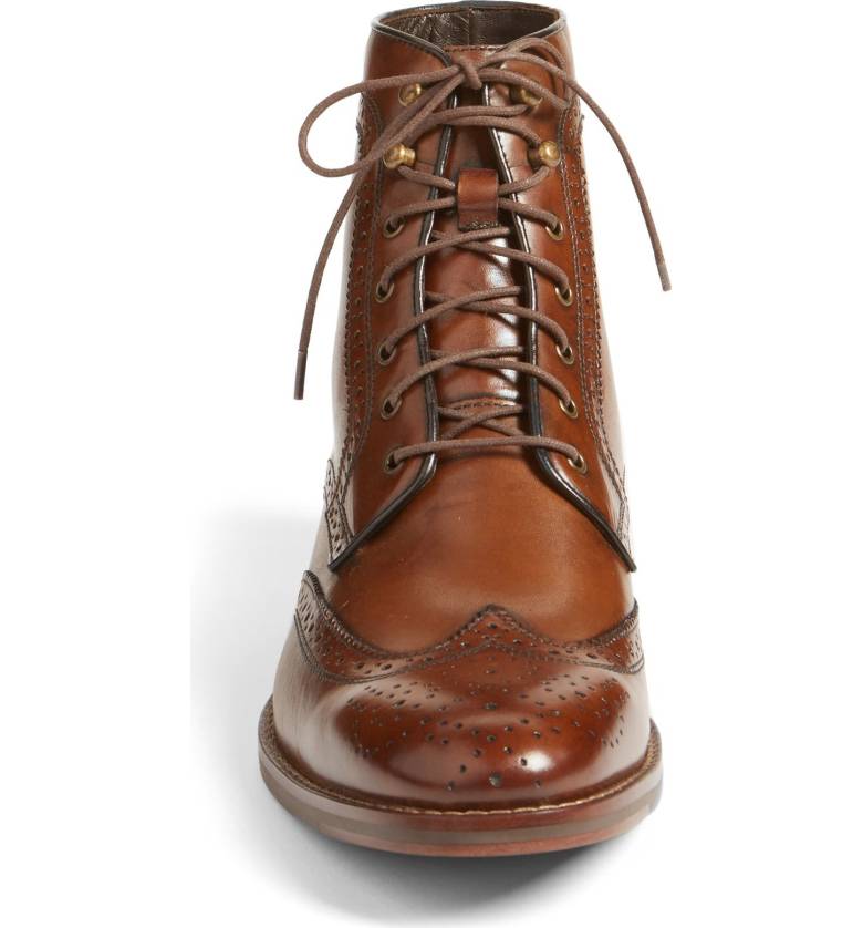 Men Brown Wingtip Brogue Lace Up Boots, Ankle Leather Boot, Mens Boots