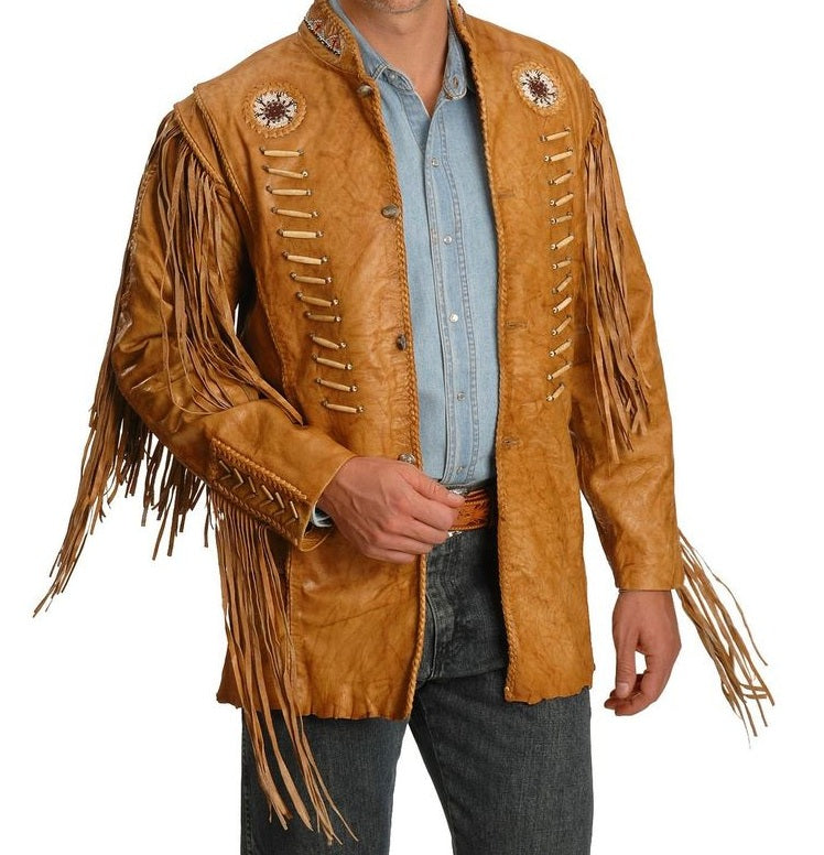 Cowboy Style Fringe Leather Jacket