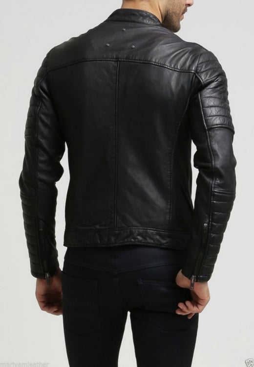 Black Leather Motorcycle Jacket - Image 2