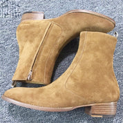 Men Tan Color Suede Ankle Boots Side Zipper Boots, Zipper Boots