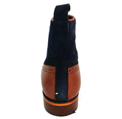 Men Two Tone dress Boot, Tan and Blue Oxford Brogue Boot, Ankle Boots