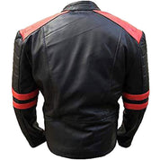 Men Two Tone Leather Jacket, Black And Red Color Brando Fashion Jacket