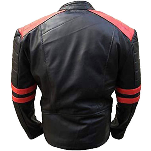 Men Two Tone Leather Jacket, Black And Red Color Brando Fashion Jacket