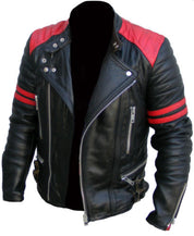 Men Two Tone Leather Jacket, Black And Red Color Brando Fashion Jacket