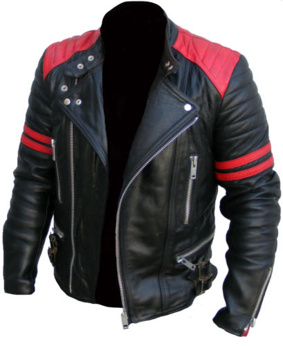 Men Two Tone Leather Jacket, Black And Red Color Brando Fashion Jacket