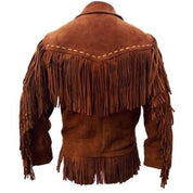 Men Western Suede Leather Jacket ,Tan Cowboy Suede Leather, Cowboy Jacket