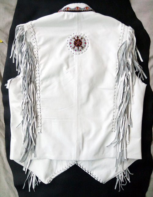 Men Western Leather Jacket ,White Cowboy Leather Jacket, Cowboy Jackets