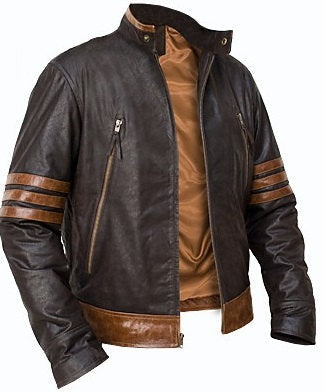 Men Wolverine Leather Jacket Xmen Brown Leather Jacket, Mens Jackets