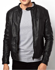 Men's Black Biker Leather Jacket