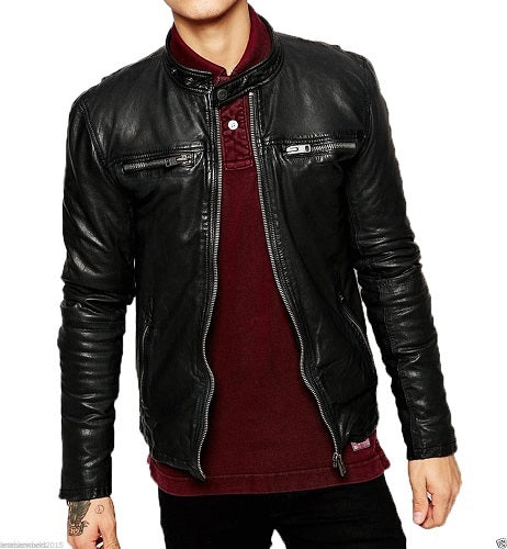 Men's Black Biker Leather Jacket