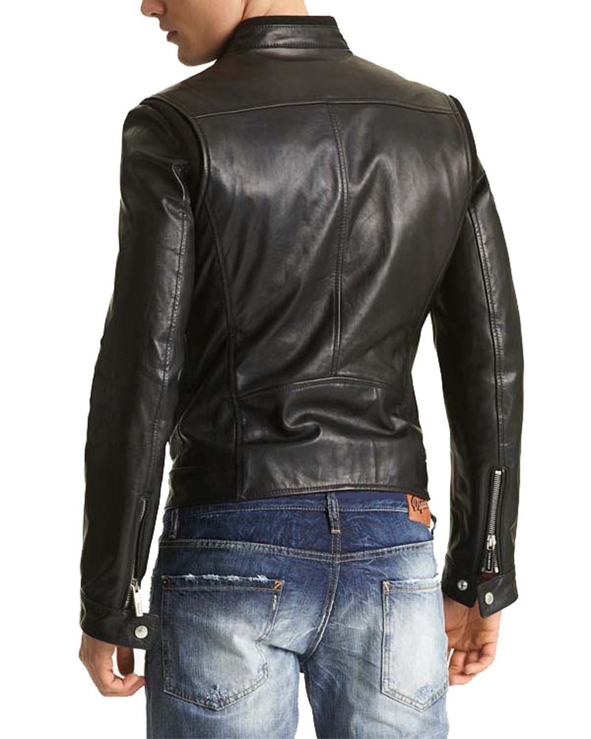 Mens Biker Leather Jacket, Slim Fit Leather Jacket Mens, Men Fashion Jacket