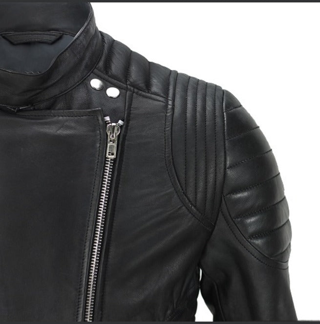 Mens Genuine Real Lambskin Leather Motorcycle Jacket, New Motorcycle Jacket