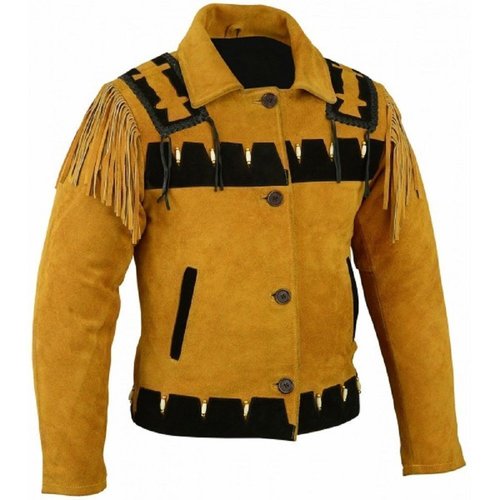 Mens Suede Leather Jacket Cowboy, Men Suede Leather Jacket, Fringes Jacket