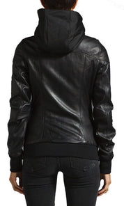 Hooded Leather Jacket for Women - Image 3