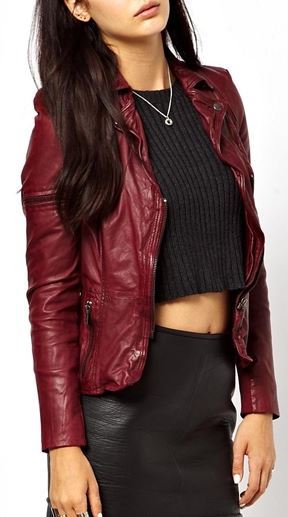 New Lycra Biker Jacket Leather, Women Maroon Color Leather Jacket