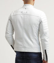 New Men Fashion Trend White Motorcycle Leather Jacket, Biker Fashion
