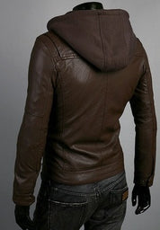 Hooded Winter Leather Jacket - Image 2