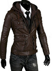 Hooded Winter Leather Jacket