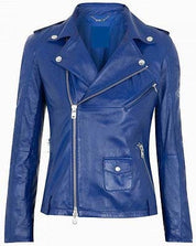 Women Fashion Leather Jacket Blue Leather Jacket, Biker Style Jacket