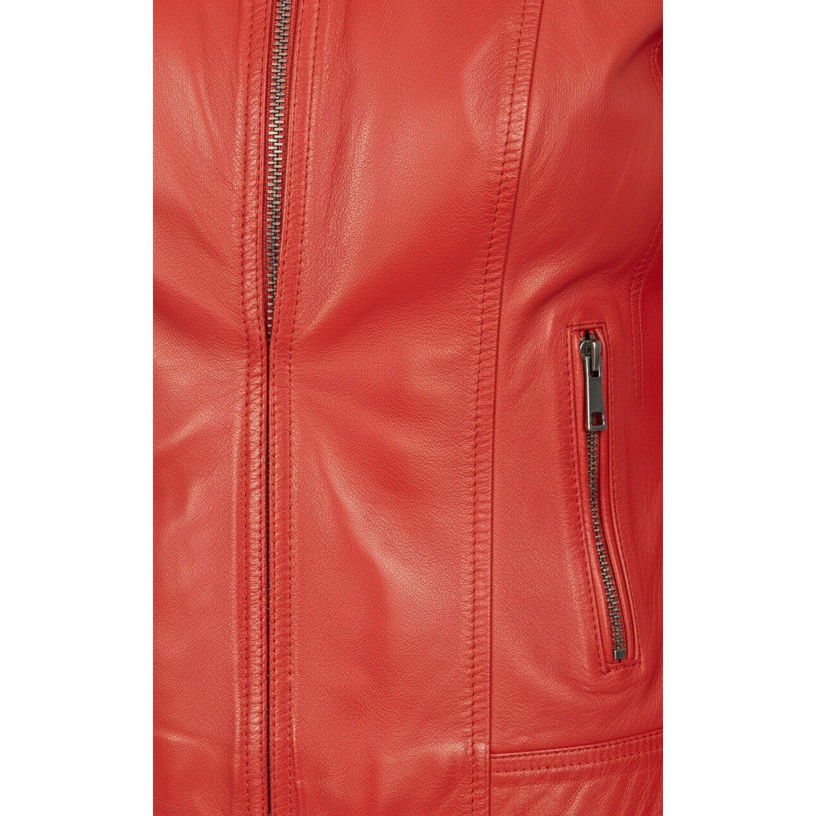 close-up-leather - Women's Cafe Racer Leather Jacket, Women's Biker Jacket, Leather Moto Jacket, Women's Racer Style Jacket