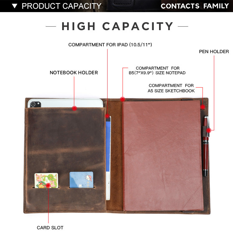 Retro Multi-Functional Premium Leather Portfolio for iPad and Notebook