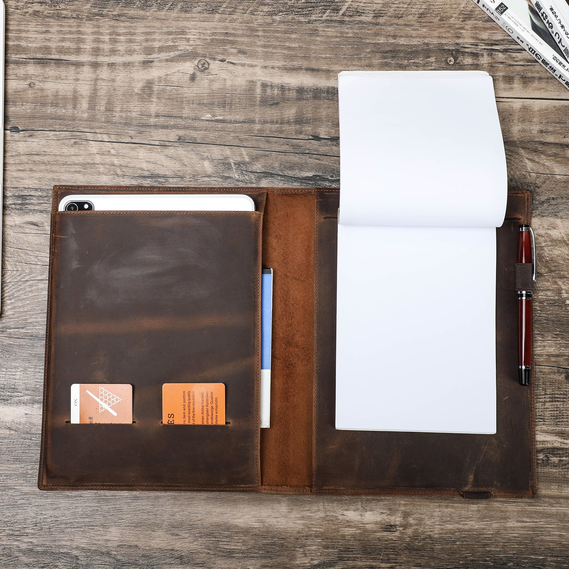 Retro Multi-Functional Premium Leather Portfolio for iPad and Notebook