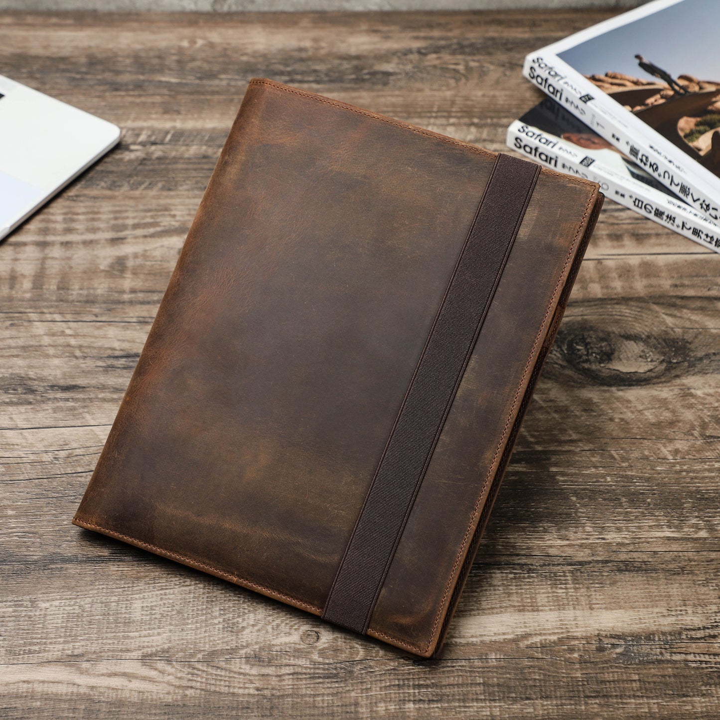 Retro Multi-Functional Premium Leather Portfolio for iPad and Notebook