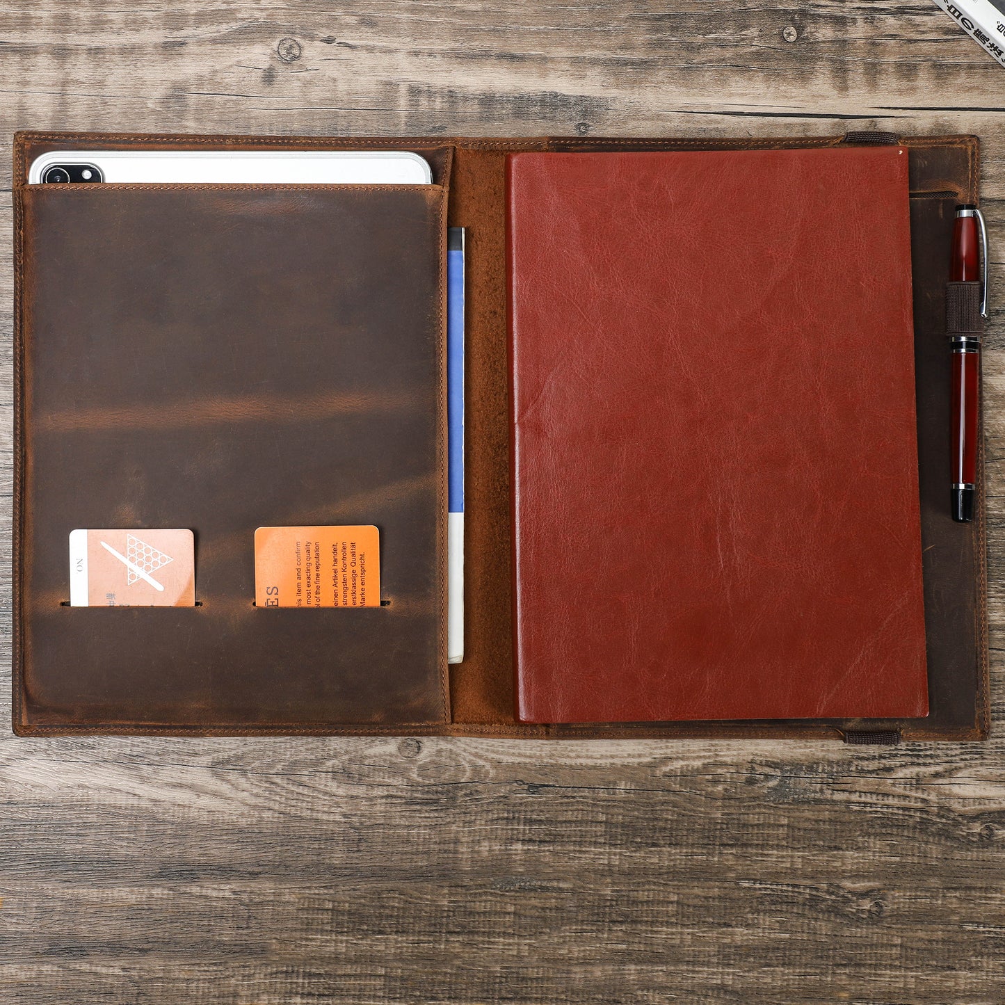 Retro Multi-Functional Premium Leather Portfolio for iPad and Notebook