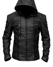 Men's Black Arrow Leather Jacket