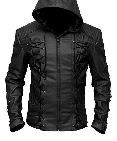 Men's Black Arrow Leather Jacket