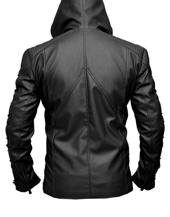 Men's Black Arrow Leather Jacket - Image 2