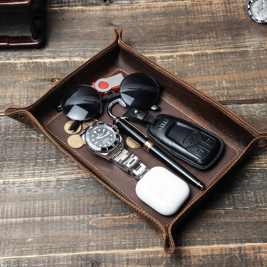 Rustic Leather Valet Tray