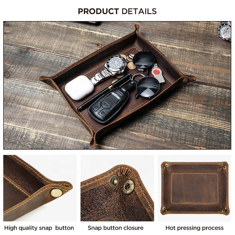 Rustic Leather Valet Tray