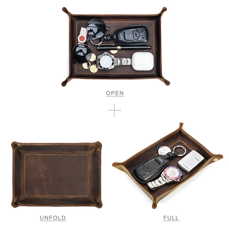 Rustic Leather Valet Tray