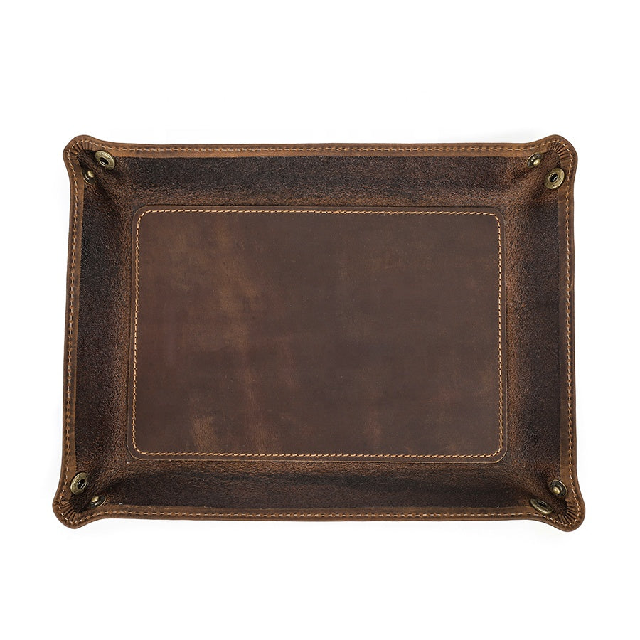 Rustic Leather Valet Tray