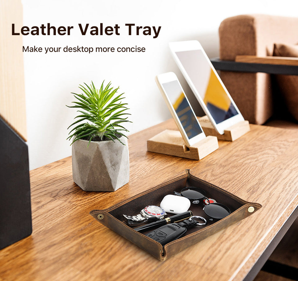 Rustic Leather Valet Tray