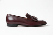 side-view - Handmade Men Elegant Brown Fringe Shoes, Leather Penny Loafer Shoes for