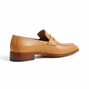 side-view - Handmade Men Formal Shoes, Tan Color Leather Moccasins Shoes Loafer