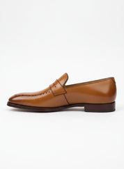 side-view - Handmade Men Tan Brown Brogue Leather Shoes, Leather Moccasins Loafer