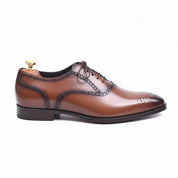 Brown Brogue Leather Formal Dress Shoes - side-view