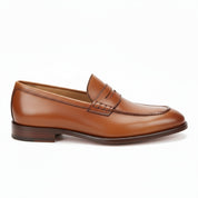 Brown Leather Moccasins Loafers - side-view